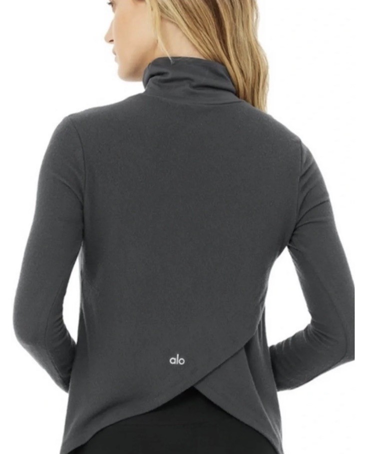 NWT Alo Yoga Embrace Long Sleeve Turtleneck Top Solid Dark Gray Women’s M W3496R