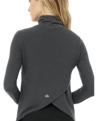 NWT Alo Yoga Embrace Long Sleeve Turtleneck Top Solid Dark Gray Women’s M W3496R