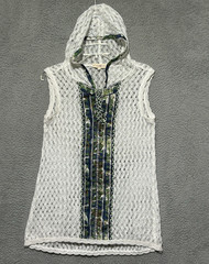 Altered State Womens S White Sheer Hoodie Vest Coverup Boho Chic Athleisure