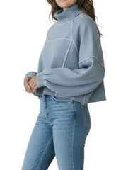 NWT $60 AERIE New Heights Light Blue Turtle Neck Cropped Sweatshirt Women Medium