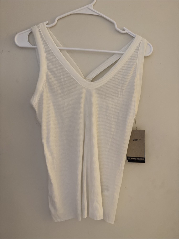 Nike Yoga Luxe Ribbed Strappy Training Top White DD5545 901 Sz M $50