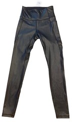 NWT CRZ YOGA LEGGINGS XS 0/2 ~ BLACK MATTE FAUX LEATHER