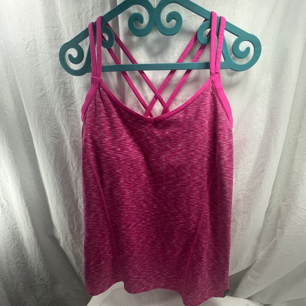 The North Face Dahlia Womens Tank Glo Hot Pink Activewear Top Large Shelf Bra