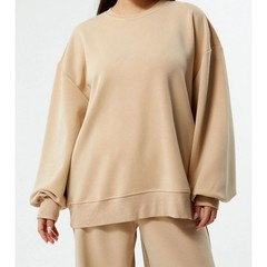WeWoreWhat Oversized Balloon Sleeve Sweatshirt Women XS Tan Crewneck Casual Chic