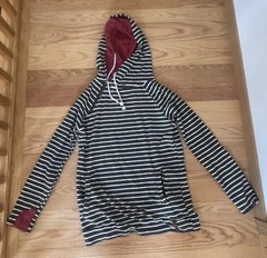 Ampersand Avenue Women’s L Striped Hoodie with Thumbholes & Zipper Detail