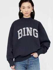 Women’s ANINE BING OVERSIZED BALLOON SLEEVE CURVED SPELLOUT SWEATSHIRT Preppy