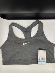 New Nike Women’s Swoosh Sports Bra Medium Support Grey/White DX6821-086 MEDIUM