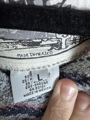 Original Senor Lopez Gray Pink Blue Striped Hoodie Pockets Drawstring L NWOT