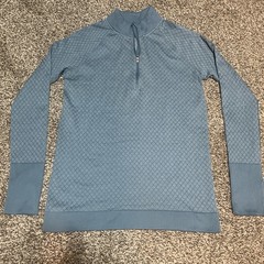 LULULEMON Rest Less Half ZIP QUILTED PATTERN LONG SLEEVE TOP THUMB HOLES C Measu