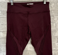 NWT Forever 21 Burgundy Plum Long Leggings Mesh Panels Size Small
