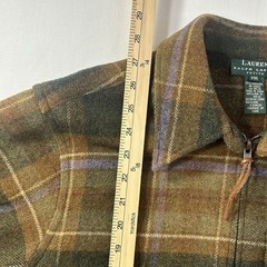 Lauren Ralph Lauren 100% Lambswool Plaid Zip Up Jacket Women’s Petite Medium