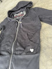 Twisted Heart America Black Zip Hoodie Fleur De Lis Rhinestone Y2K Women’s S