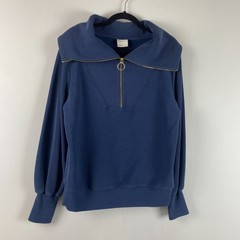Varley Vine Half Zip Ottoman Rib Oversized Pullover Womens Small Navy Blue