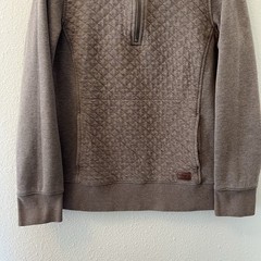 L.L. Bean Womens Quilted Quarter Zip Pullover Top Size Small Grayish Brown