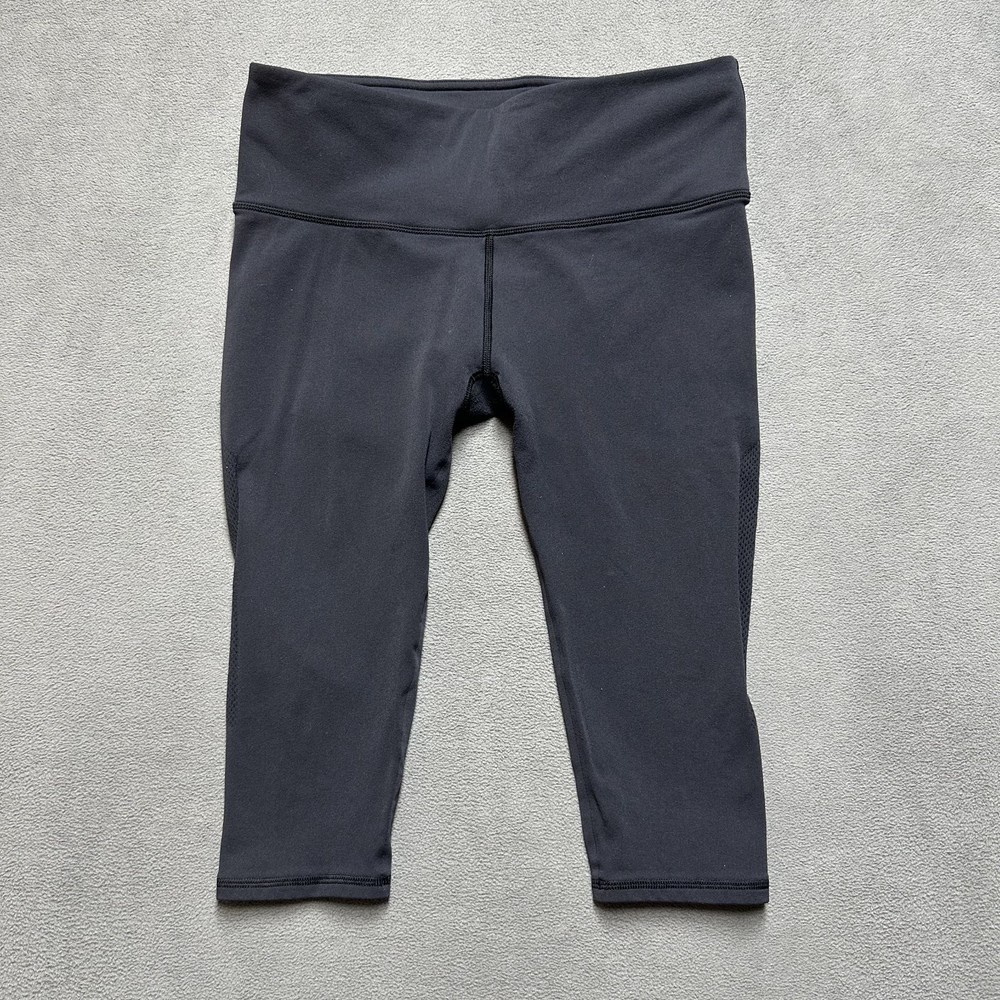 Lululemon Reveal Crop Tights Womens Large Gray/Black Cropped 15″ Inseam LW6HGPS