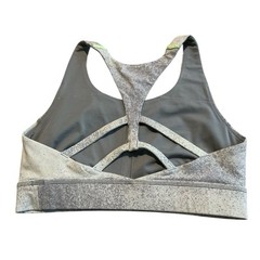 Lululemon Gray Green Dotted Print Racerback Athletic Top Running Sport Bra Sz 8