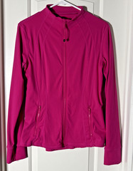 Slim Fit Workout Jacket Full Zip Up – Magenta, sz L (fits like an M)