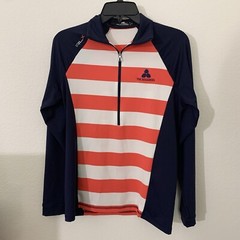RLX Ralph Lauren Women’s Active Top S Blue Orange Stripe Collared 1/4 Zip