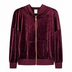 Felina Velour Tracksuit Set XL Burgundy Hooded Zip Jacket Jogger Pants Lounge