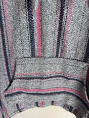 Original Senor Lopez Gray Pink Blue Striped Hoodie Pockets Drawstring L NWOT