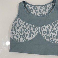 NWT Sweaty Betty [ Large ] Leopard Jacquard Stamina Sports Bra Vapour Blue U916