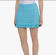 NWT Gottex LifeStyle Golf Skirt Stained Glass Carribean Turq XS S M Printed H1