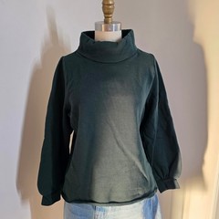 Madewell MWL Green Funnel Neck Balloon Sleeve sz S Sweatshirt Organic Cotton