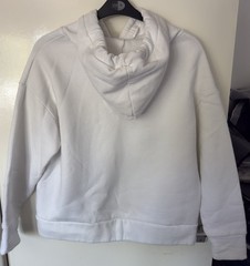 MMK Its OK Hoodie Womens Approx XL White Dog Print Fleece Oversized