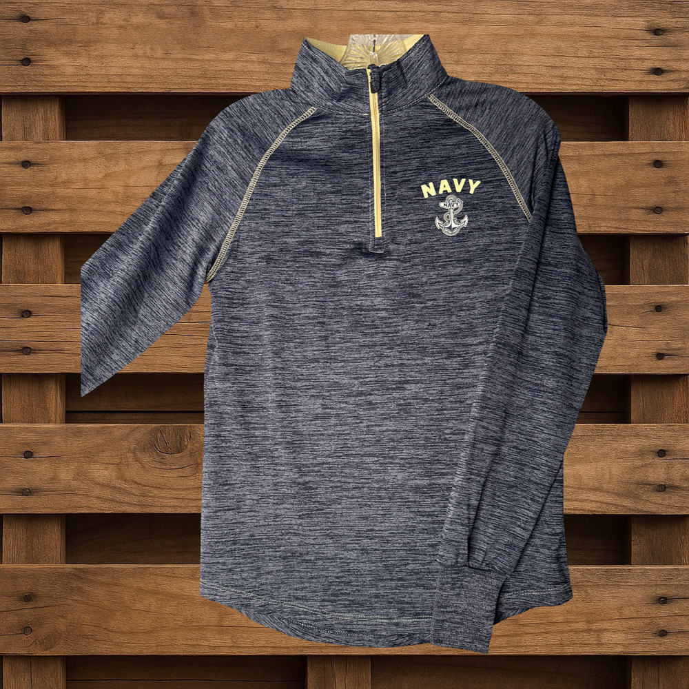 Colosseum Navy Theme Size MediumLong Sleeve 1/4 Zip Blue Heather Tagless.