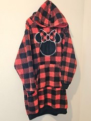 Disney Minnie Mouse Buffalo Plaid Fleece Hoodie Loungewear Oversized XL
