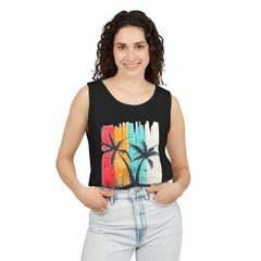 Retro Sunset Palm Trees Tank Top | Vintage Beach Silhouette, Tropical Tee