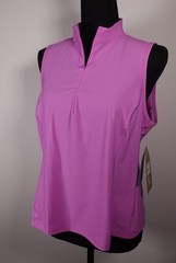 Avia Women’s Tricot Half Zip Tank Top Purple Mock Neck Sleeveless Golf New