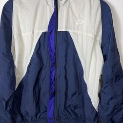 Vintage Nike Windbreaker Jacket Blue White Snap Zip Women’s M