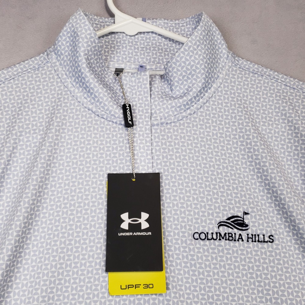 Under Armour 1/4 Zip Pullover Women Size Large Gray Geometric Print Stretch NEW