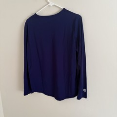 G Lifestyle Women’s Large Navy Blue Long Sleeve Shirt Nylon Golf Tennis E6