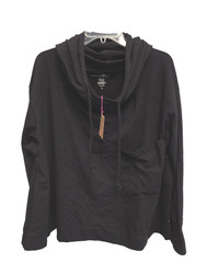 Natural Life Move Free Knit Hooded Layer NWT Women L Soft Comfy Black Top Sweats