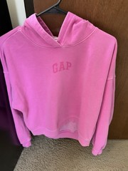 Gap Women’s XS Pink Logo Pullover Hoodie Long Sleeve Regular Fit