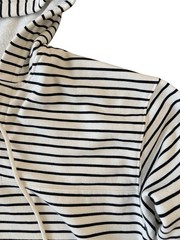 Striped Lace Up Hoodie Womens Large Coastal Nautical Fisherman Beachy Comfy