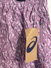 ASICS Running Shorts L Purple Print Lined Drawstring Pockets Lightweight Running