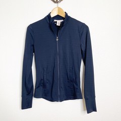 Tommy Bahama Everyday Active Navy Blue Full Zip Jacket Thumbholes XS Womens