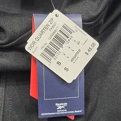 Reebok Workout Ready Quarter Zip Pullover Relaxed Hoodie Small Sz Black Top