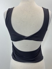 NEW! Fabletics Oasis Twist Rib Built In Bra Tank Women Medium Grey Stretch