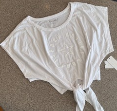L SPACE ACTIVE ~ New! White “Go For It” Tie Front Athleisure Crop Top $88 NWT XL
