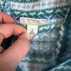 L.L Bean Womens Small Regular Nordic Print Full Zip Up Fleece Jacket Blue Teal