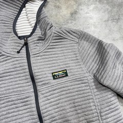 L.L.Bean Hoodie Womens Medium Gray Quilted Full Zip Jacket Hooded Katahdin Logo