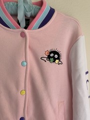 NWT S Juniors Spirited Away Varsity Pink Jacket Soot Sprites Studio Ghibli Anime