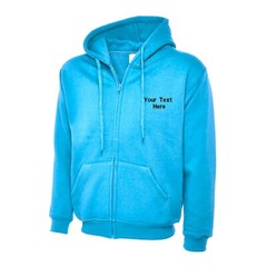 Personalised Custom Embroidered Full Zip Up Hoodie text logo unisex workwear