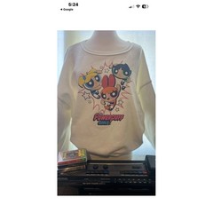 Powerpuff Girls Graphic Sweatshirt Jerry Leigh White Crewneck JT24938 Medium