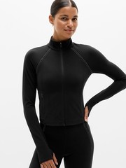 Athleta M Medium Salutation Pop Stitch Crop Jacket Black/Bone NWT! #784402