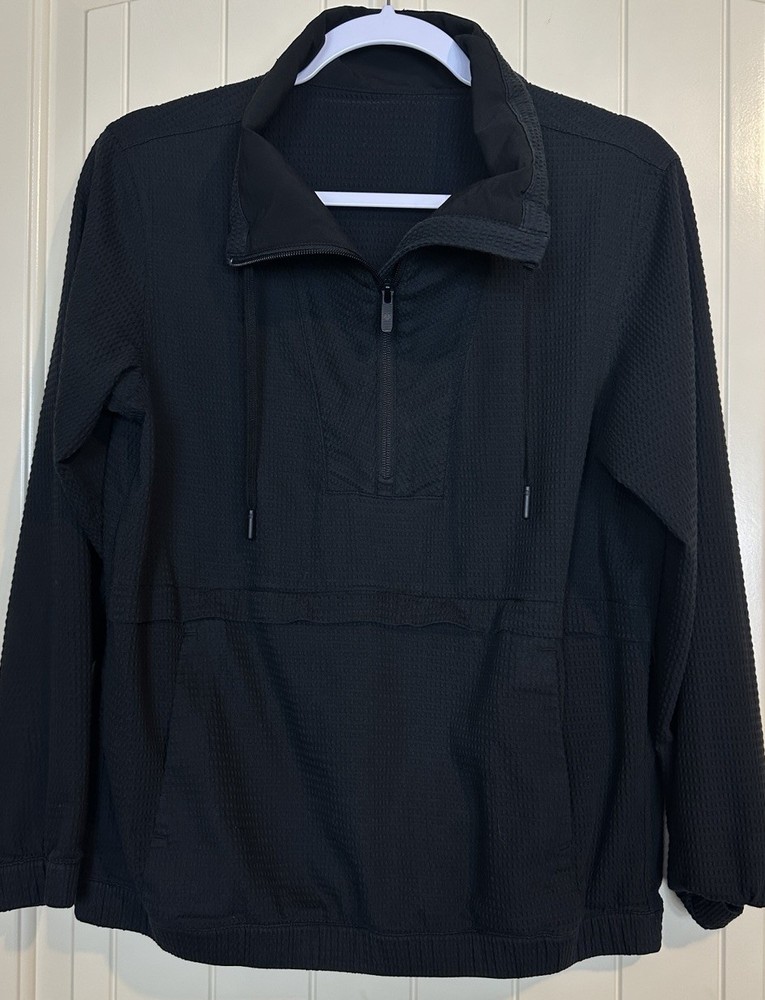 Lululemon 1/2 Zip Jacket pullover waffle fabric high neck stretch pockets sz M